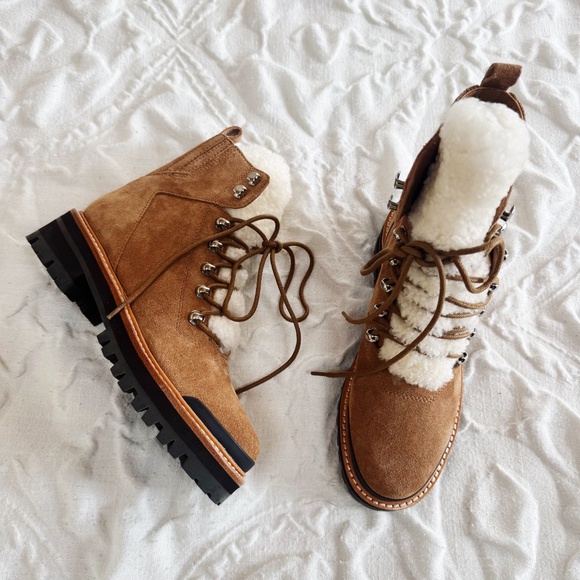 Marc Fisher Izzie Genuine Shearling Lug Sole Boot New - Picture 3 of 11